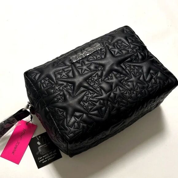 Betsey Johnson Stars Quilted Cosmetic Case- Black - Picture 8 of 11